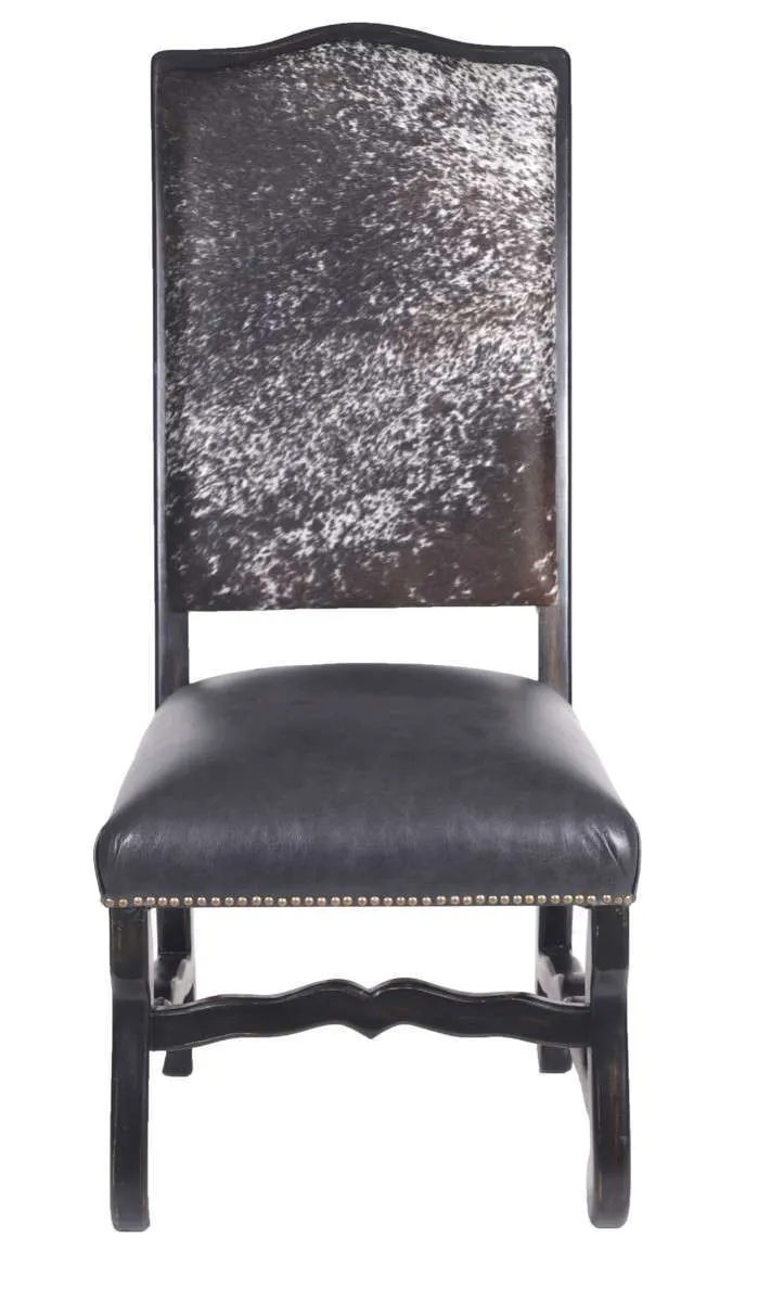 classic cowhide dining chair  salt  pepper  black